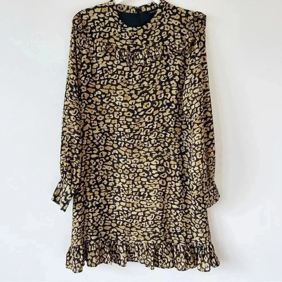 Who What Wear Target Leopard Chiffon Ruffle Dress Size Medium EUC - Picture 5 of 12